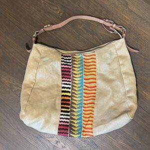 Jasper & Jeera Anthropologie ikat beaded tote bag
